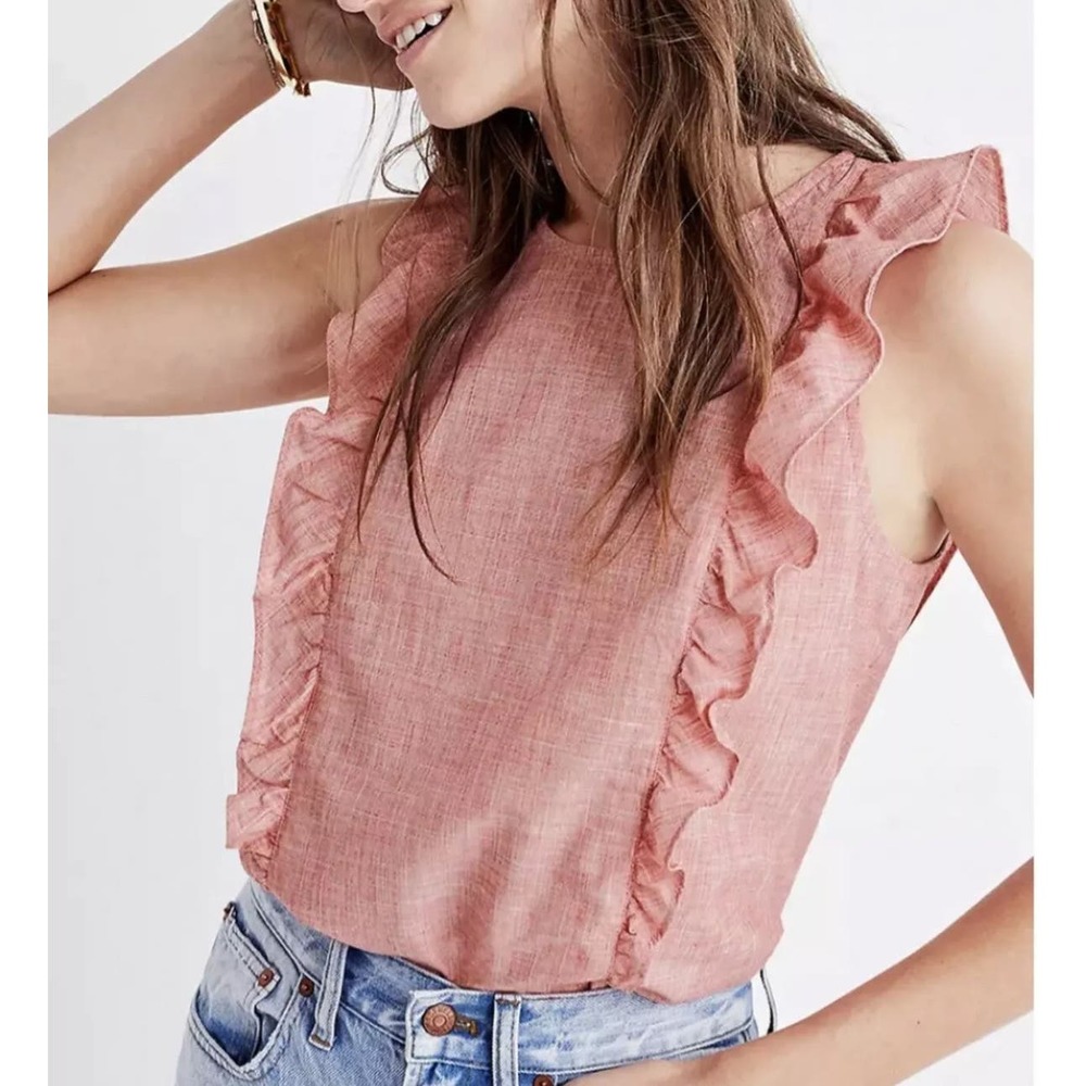 ***Bundle 2 for $10***Madewell Pink Ruffle Blouse